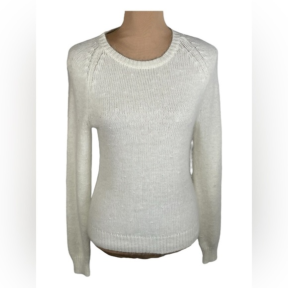 ANTONIO MELANI Sweater Cream Rabbit Fur Pearl Super Soft Neutral Size Small - Picture 1 of 5